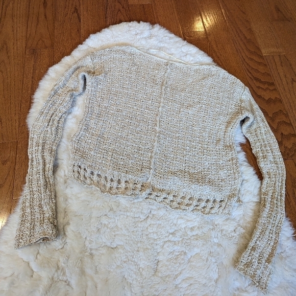 FREE PEOPLE Cotton linen knit cropped sweater top xs - Picture 7 of 13